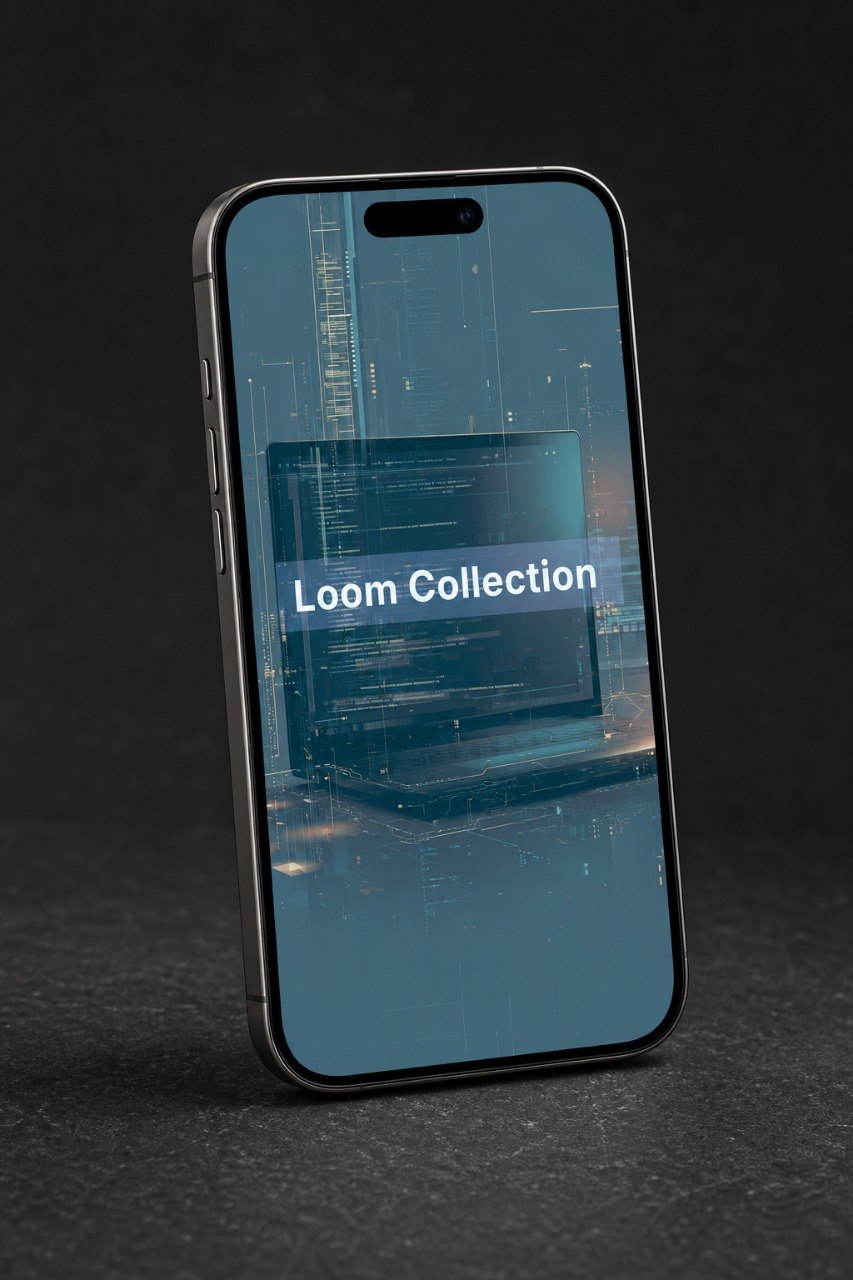 Phone with 'Loom Collection' on a dark background