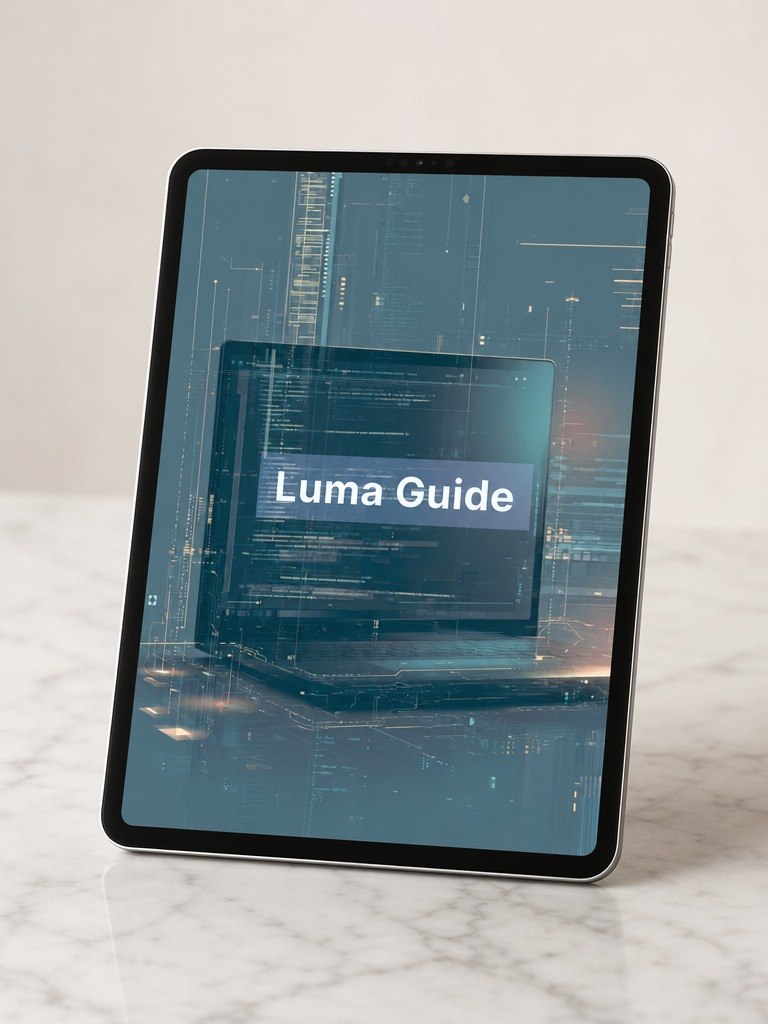 Tablet displaying the Luma Guide on a marble surface