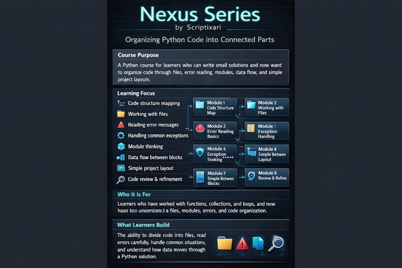 Nexus Series Python course overview on a dark background