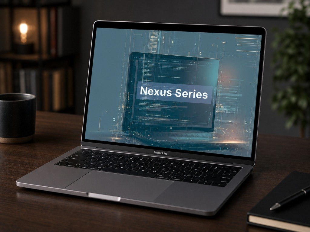 Laptop displaying "Nexus Series"